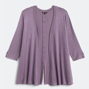 Lavender Open Front Cardigan